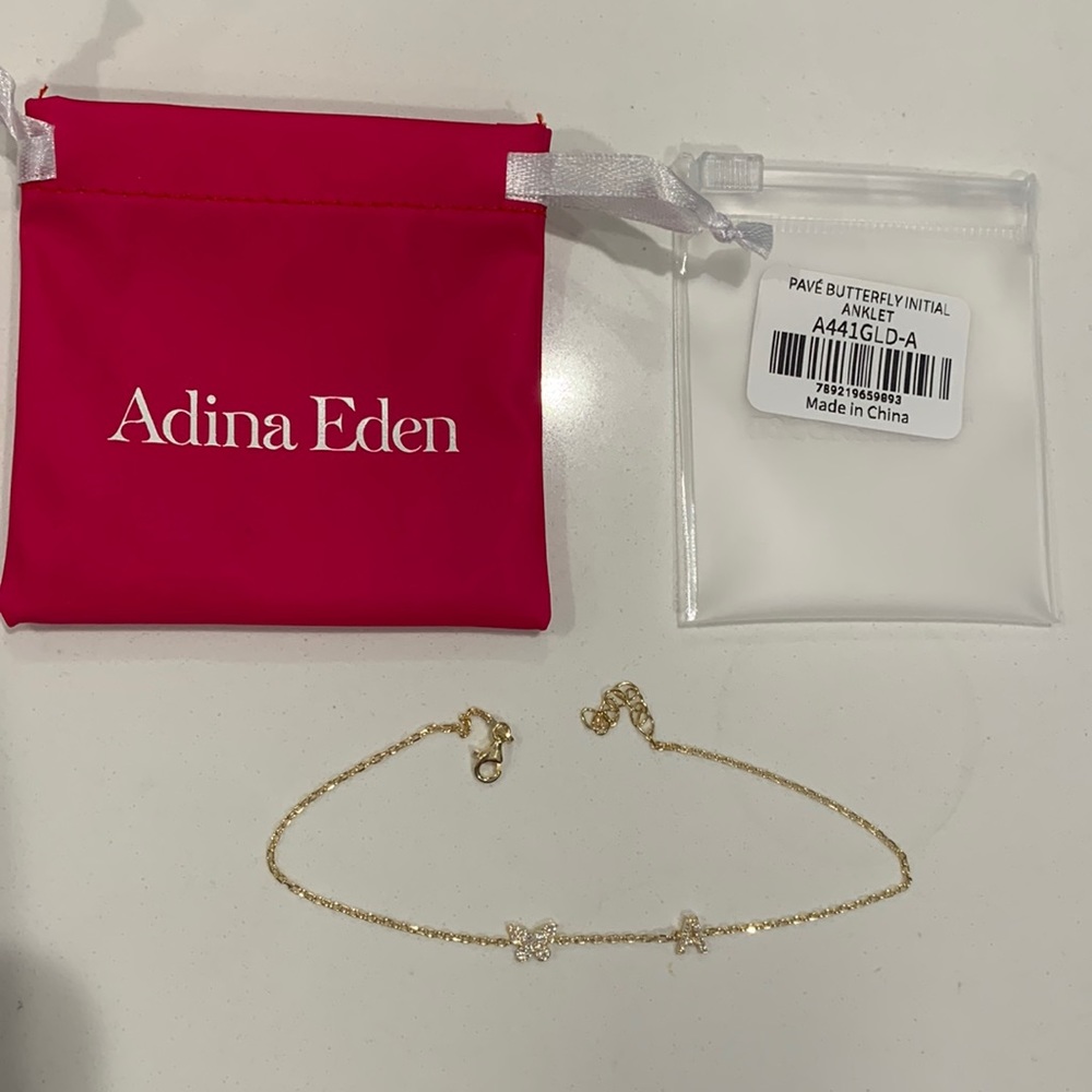 Adina Eden Initial Butterfly Anklet